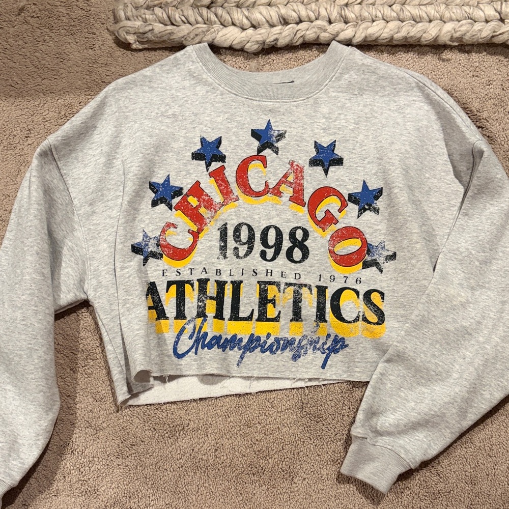 Forever 21 Gray Chicago Athletics Cropped Hoodie